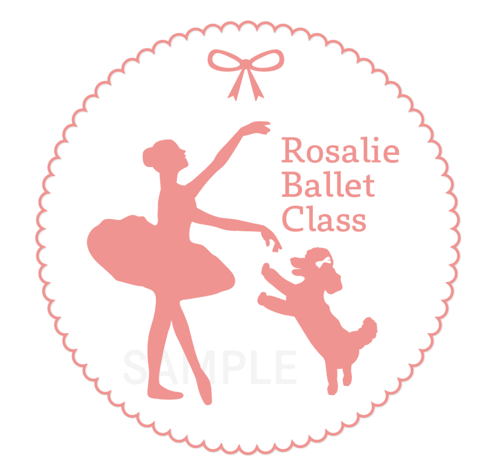 パターン1：ロザリーちゃんがバレエ少女の踊る真似をするロゴ
